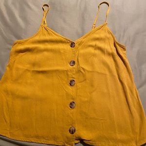 Yellow, button down tank top. Size Large.